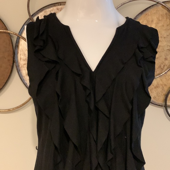 Calvin Klein - solid black sleeveless ruffled dress, size 4 - Picture 2 of 7